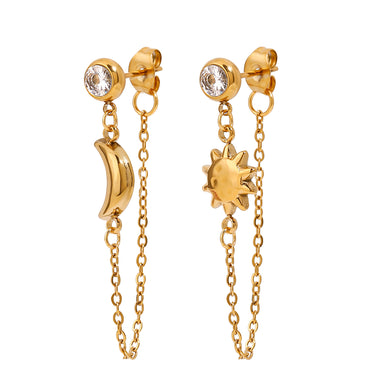 Celestial Chain Sun & Moon Gold Dangler